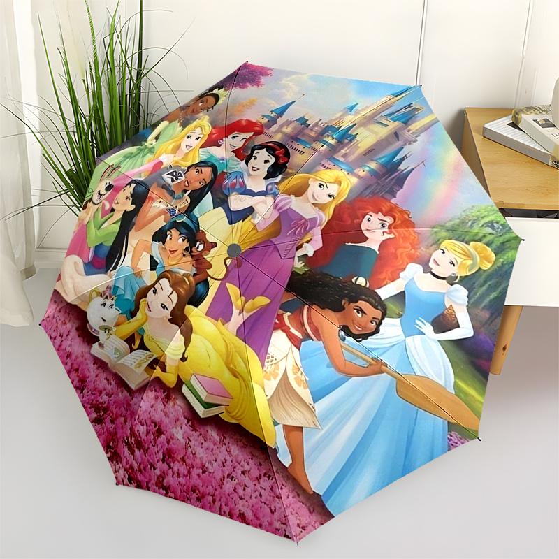 

Princess Themed Travel Umbrella-8 Ribs Automatic Opening and Closing, Portable Folding Design, Compact and Stylish Umbrella