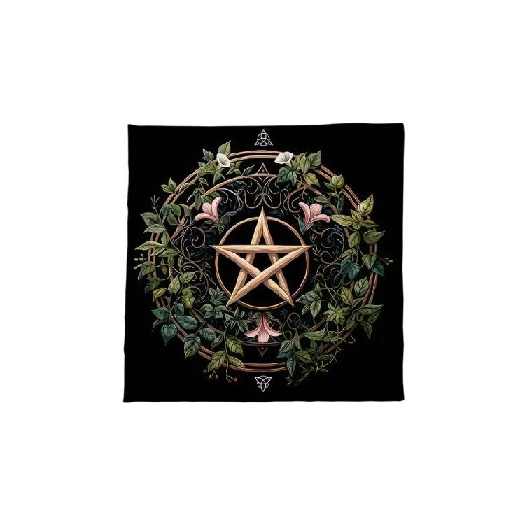 

Square Divinations Tapestry Star Plant Pattern Astrology Tablecloth Tarots Tablecloth Table Cloth Witchcrafts Supplies A 50x50cm