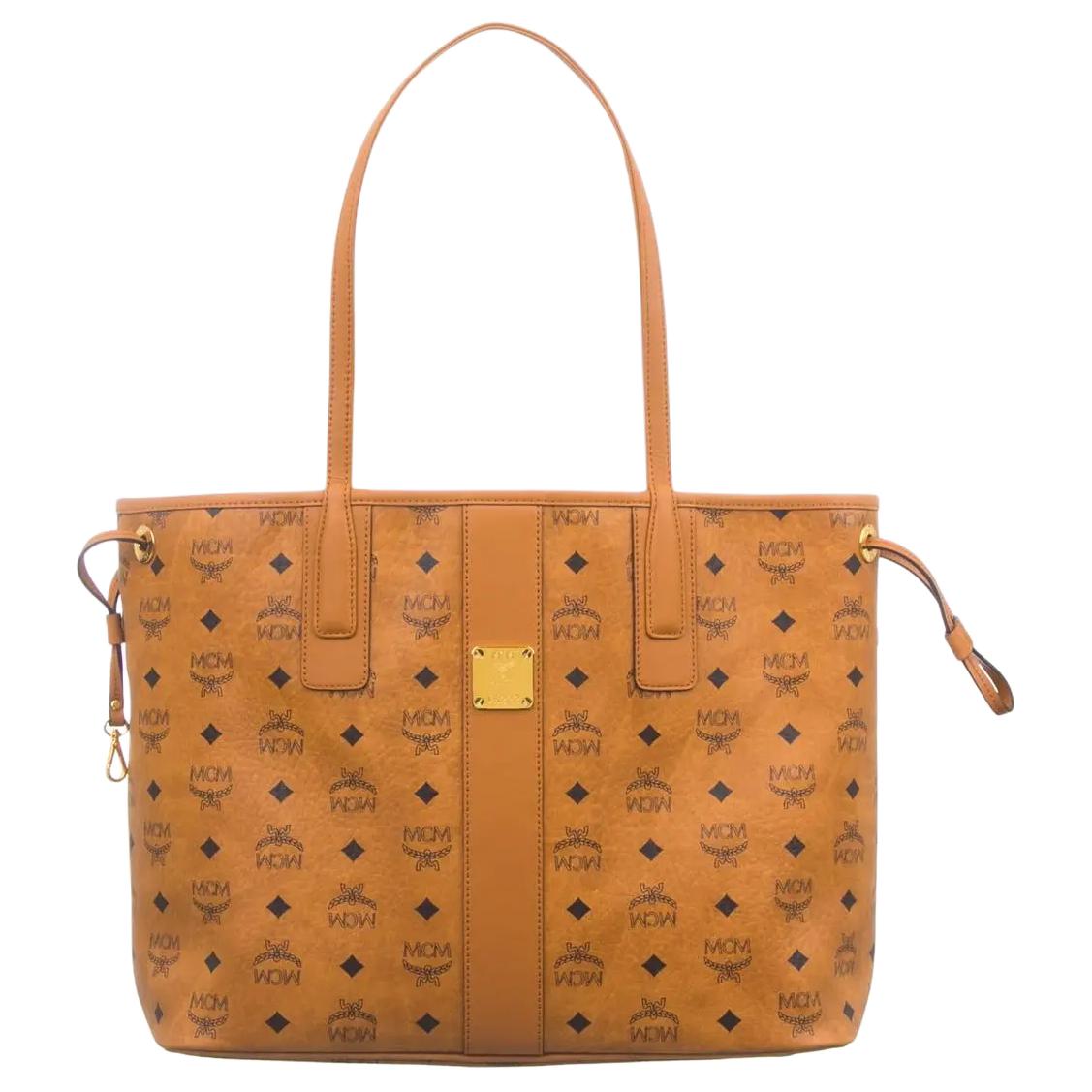 

MCM Cognac Visetos Monogram Large Tote Bag with Top Handles & Side Drawstrings for Daily & Work Use Shopping Bag Set(Basic Set+Shopping Bag)