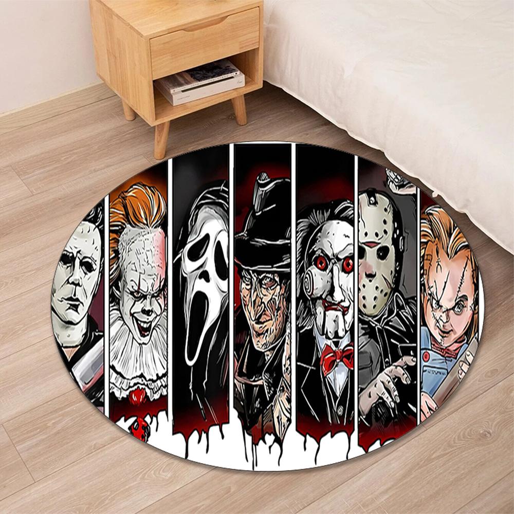Halloween horror Printed Round Rug Carpet Chair Rug Area Rug Entryway Doormats,for Office Chair Living Room Bedroom Kitchen Room.