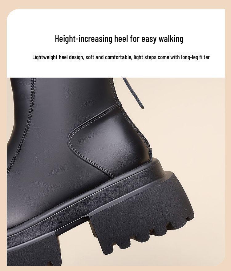 Women's 2025 Autumn/Winter British Style Thick-Soled Platform Chelsea Boots – Height-Increasing & Slimming Retro Short Boots