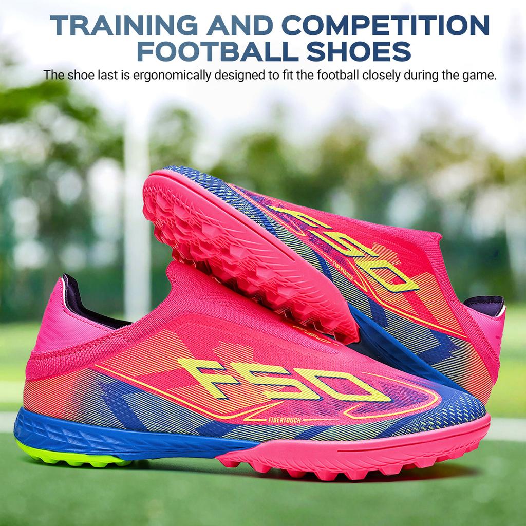 TF Football Shoes with PU Fabric Upper, Rubber Sole, Wear-resistant and Anti Slip Training Football Boots
