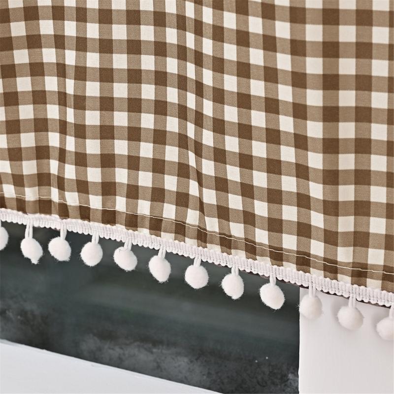 Kitchen Short Curtain Panel with Top, Light Filtering Polyester Privacy Panel and Trim Accent Style Window Drape