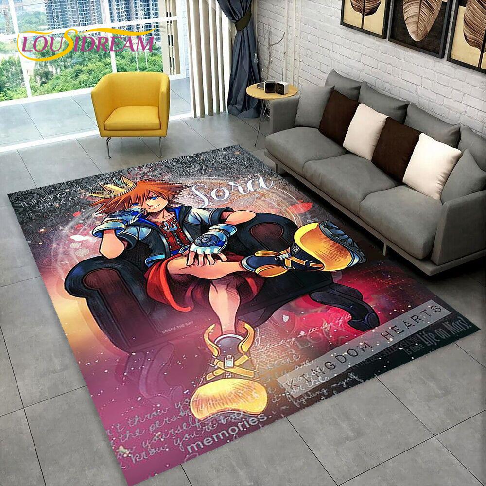 3D Cartoon Kingdom Hearts Game Carpet Rug for Home Living Room Bedroom Sofa Doormat Decor,kids Play Area Rug Non-slip Floor Mat