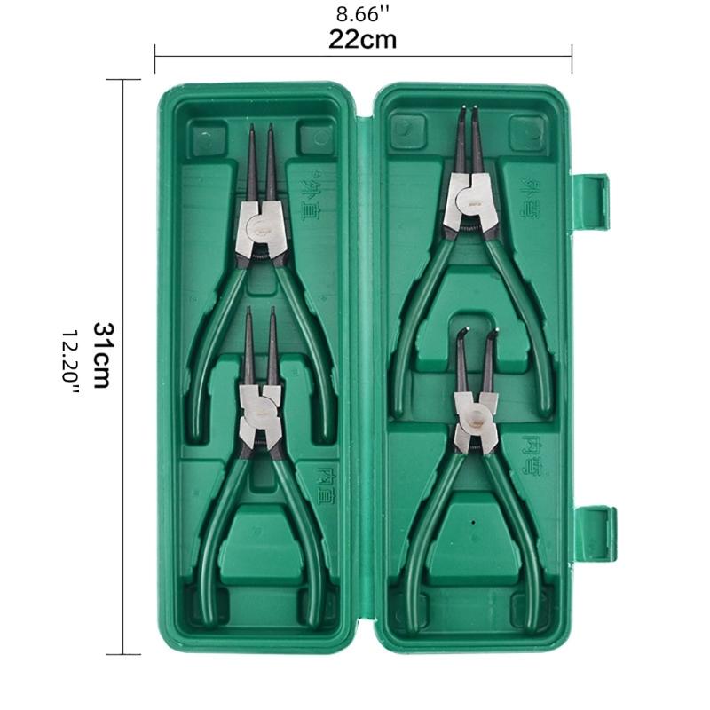 4PCS Spring Pliers Multi-function Circlip Pliers Circlip Straight Curved for Home Outdoor Use 7inches