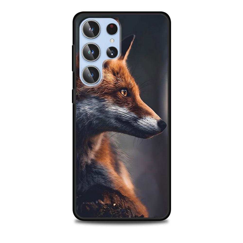 Cute The Fox Animal Case for Samsung Galaxy S23 S21 S20 FE S24 S22 Ultra S10 S10e S9 Plus Soft Black TPU Phone Cover Bumper