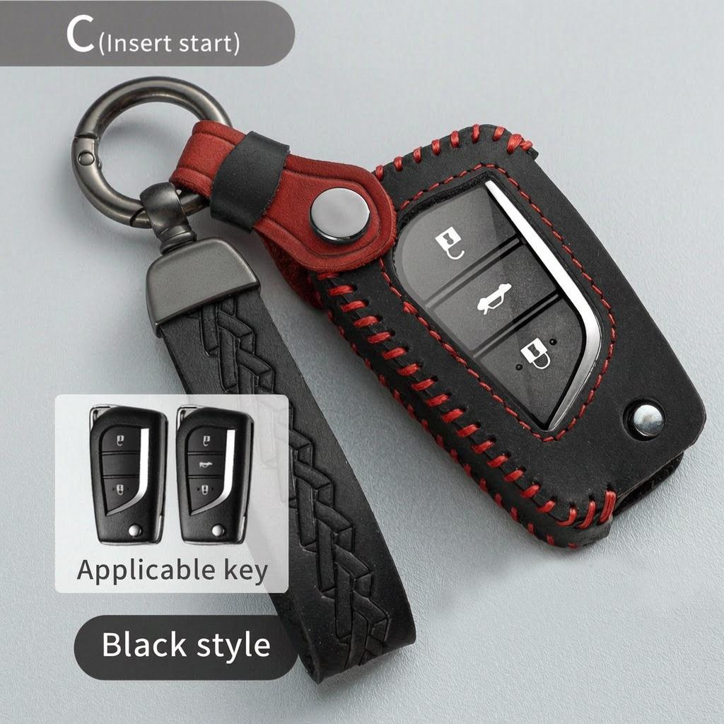 Leather Flip Key Fob Cover For Toyota Camry Xv40 Xv50 Corolla E140 Rav4 Xa30 Xa40 Highlander Xu40 Xu50 Prado J150 Key Case