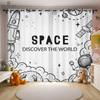 Animated Cartoon Astronaut and Space Drapes for Kids Bedroom Window Decoration Semi Blackout Curtains Home Decoration