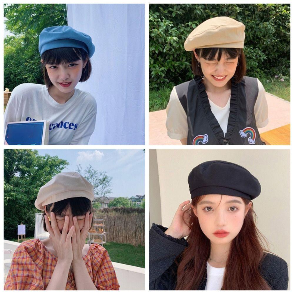 

Cotton Painter Cap Japanese Style Hat Fashionable Berets Girls синій