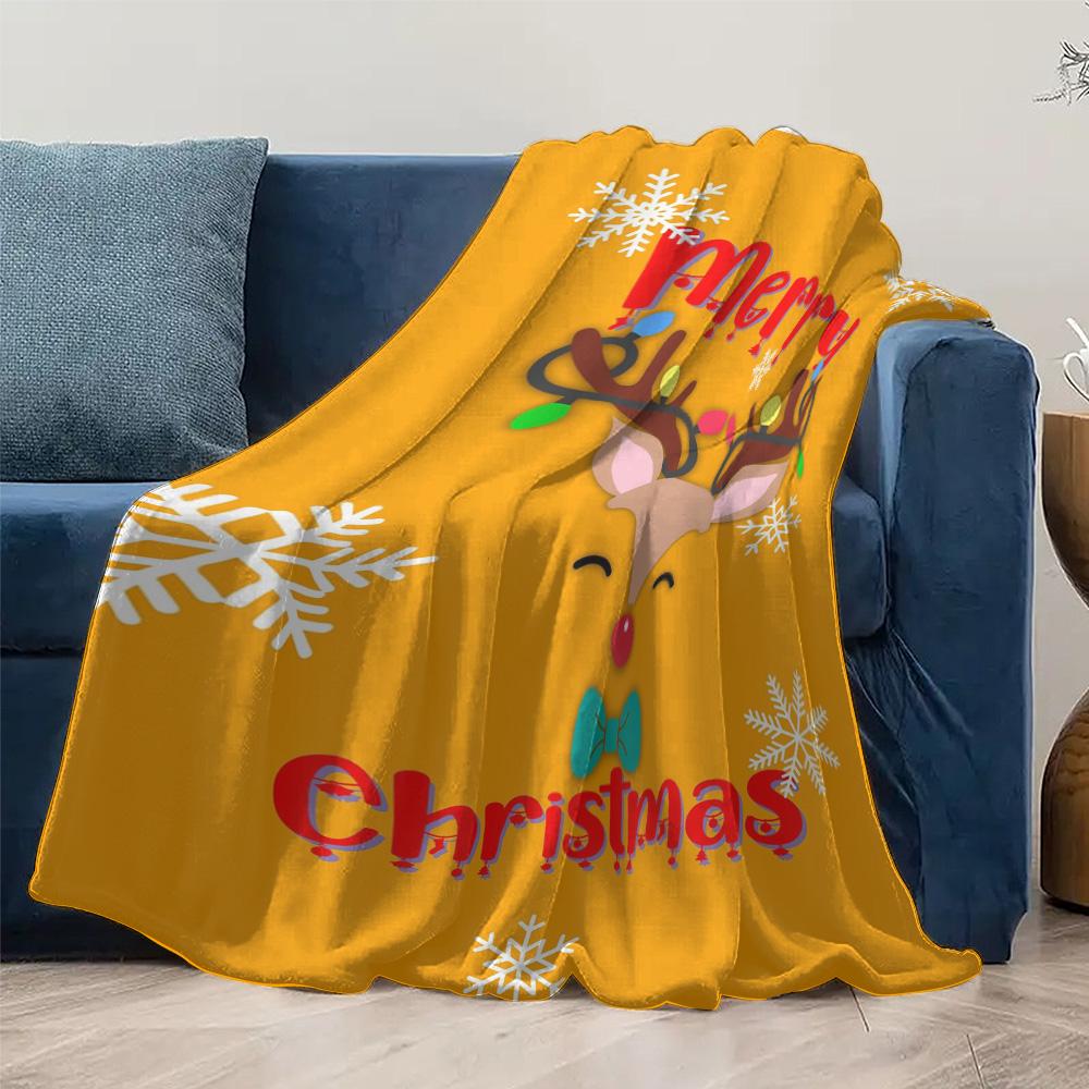 Tuniu Cute Christmas Deer Fleece Blanket Soft Warm Throw Sofa Bed Bedroom Gift Idea