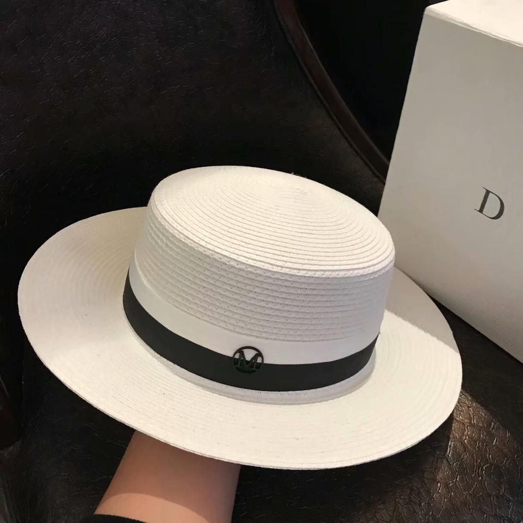 Designer M Standard Elegant Straw Hat Female French Hepburn Celebrity Seaside Vacation Beach Hat Female Summer