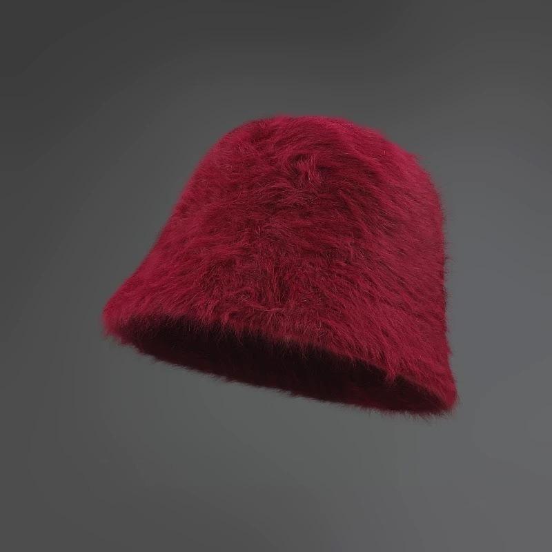

Hairy rabbit fur bucket hat women s winter hat big head circumference autumn and winter bucket hat warm plush basin hat average size [55-60cm adjustable]