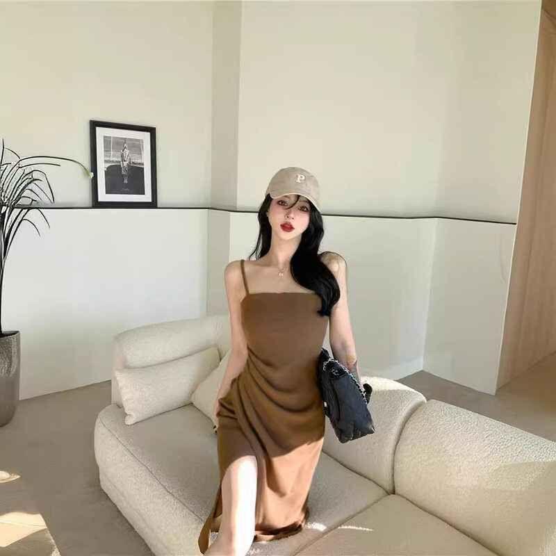 Sexy Spice Girl Irregular Suspender Dress Women's Summer Design Sense Slim and Skinny Split Hip Wrap Skirt