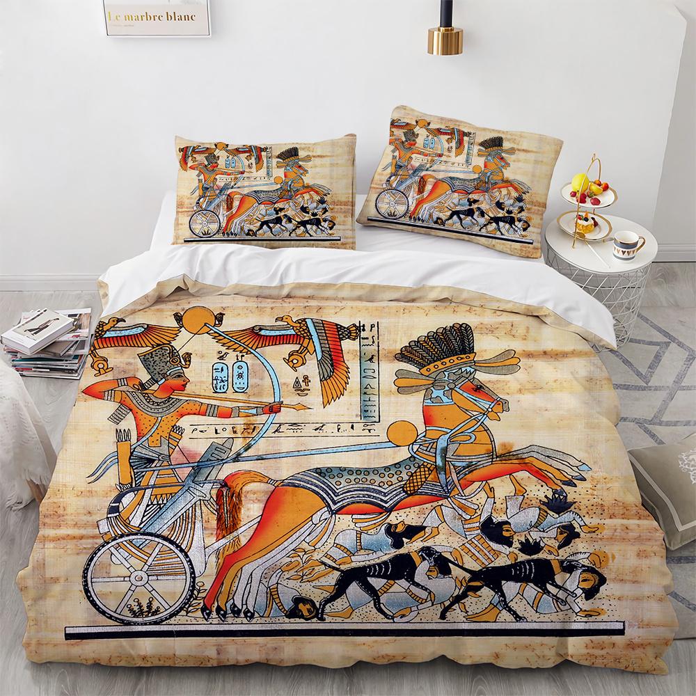 Ägyptischer Pharao Bettwäsche Set Königin des alten Ägypten Bettbezug King Afrikanischer Stamm Exotische Zivilisation Polyester Bettdeckenbezug