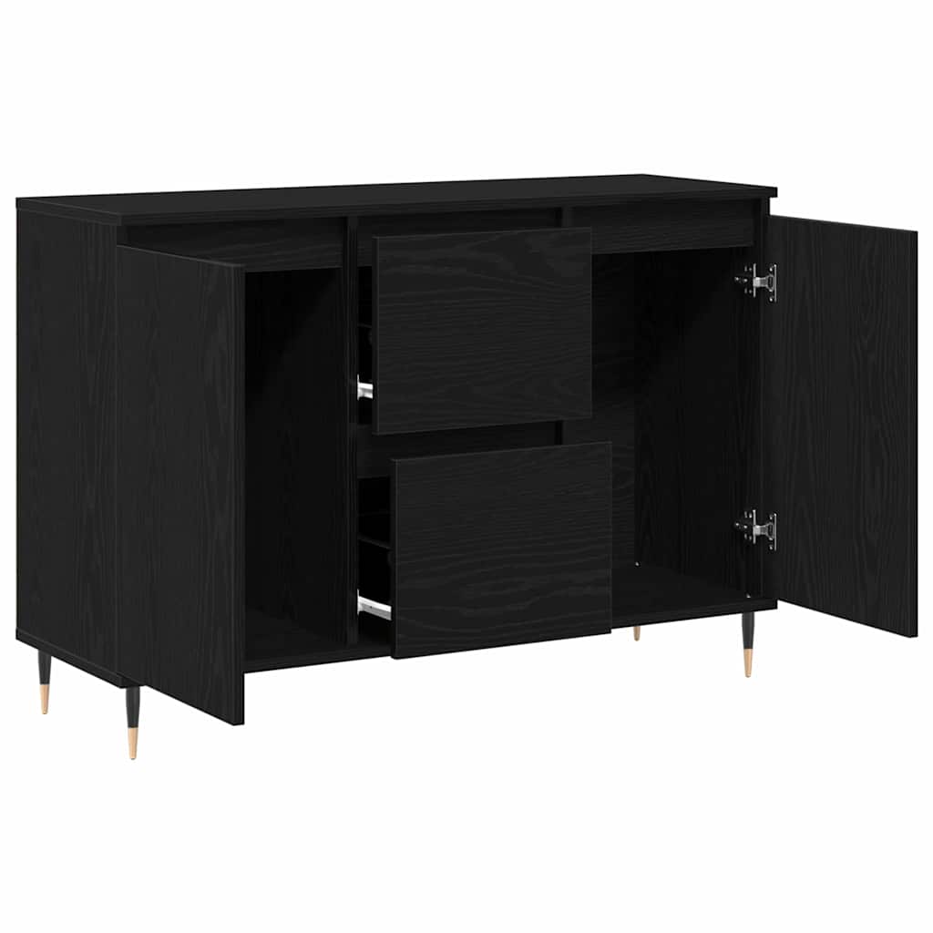 Sideboard in Black Oak Look 101.5 x 35 x 70 cm Engineered Wood