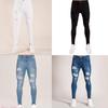 Nye Herrebukser Hul Sorte Smalle Mode Slidte Jeans Herrebukser