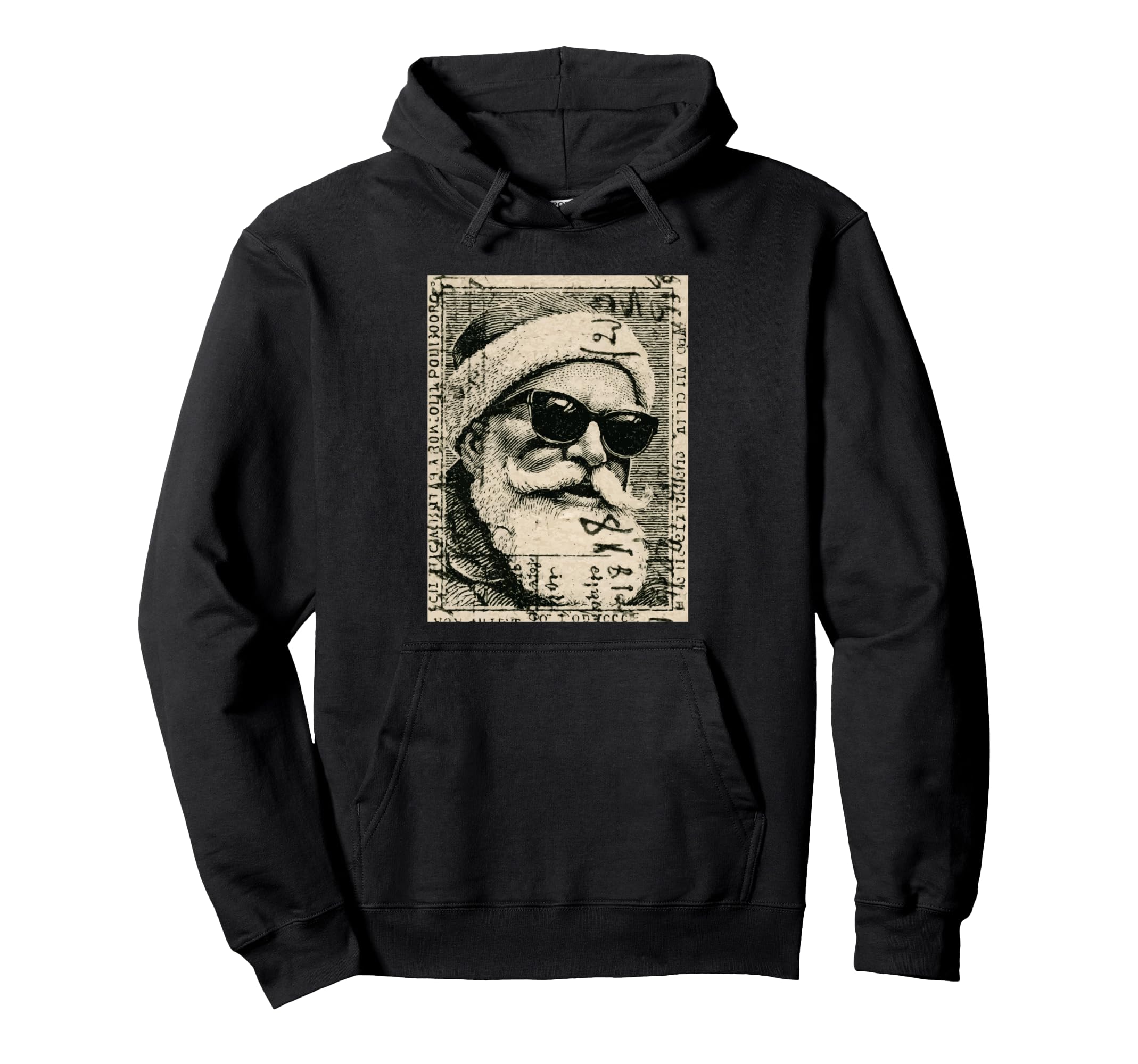 

Vintage Santa Claus sunglasses retro Christmas stamp hoodie