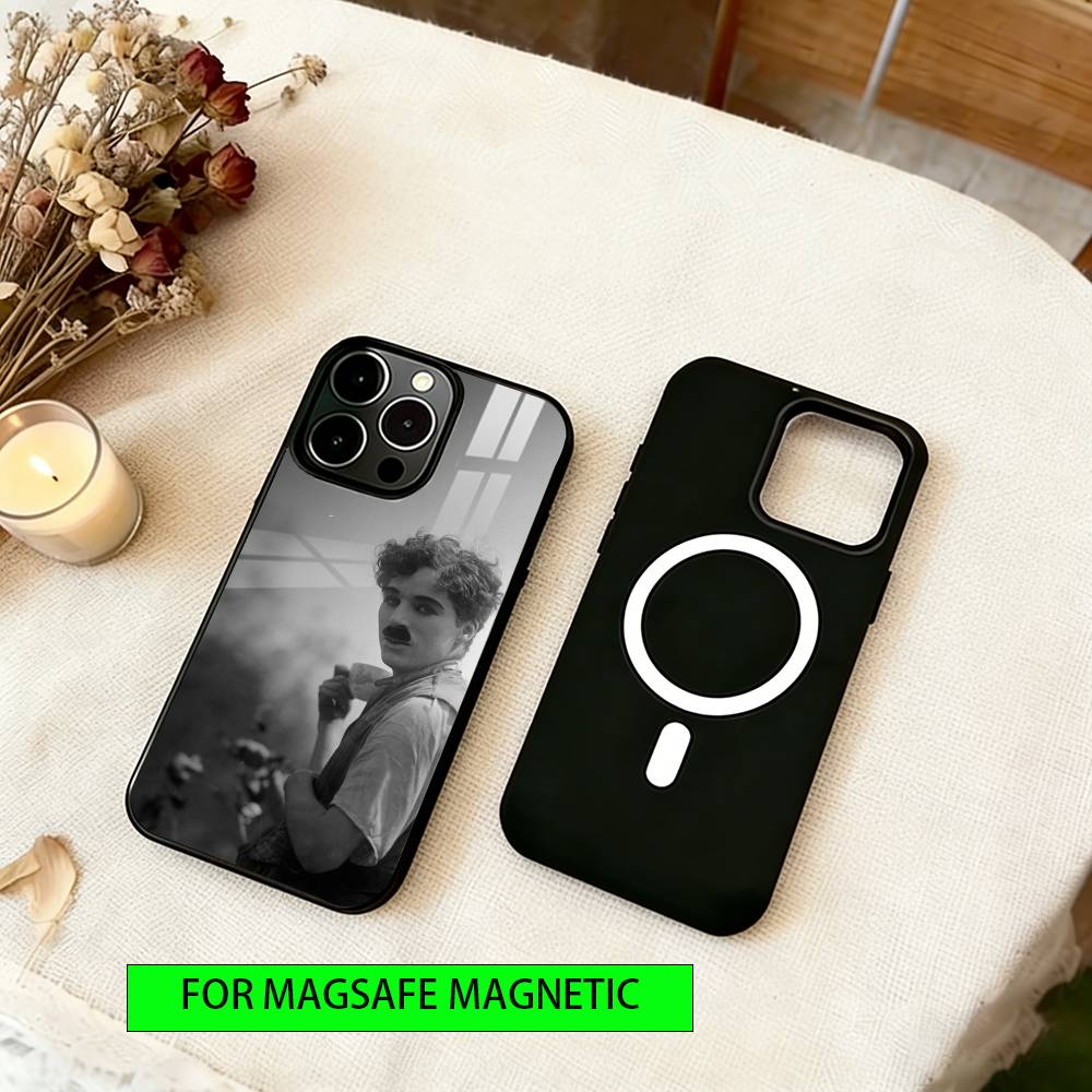 

Charlie Chaplin Phone Case For iPhone17,16,15,14,13,12,11 Plus,Pro Magnetic with Magsafe Wireless Charging iPhone13Pro