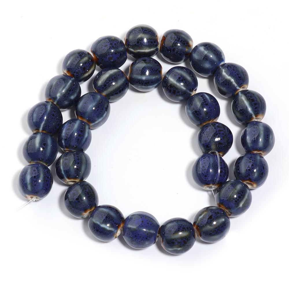 1String 11.5mm Multicolor Pumpkin Shaped Ceramic Beads Loose Striped Round Beads For DIY Charm Bracelet Jewelry Gift Accessories