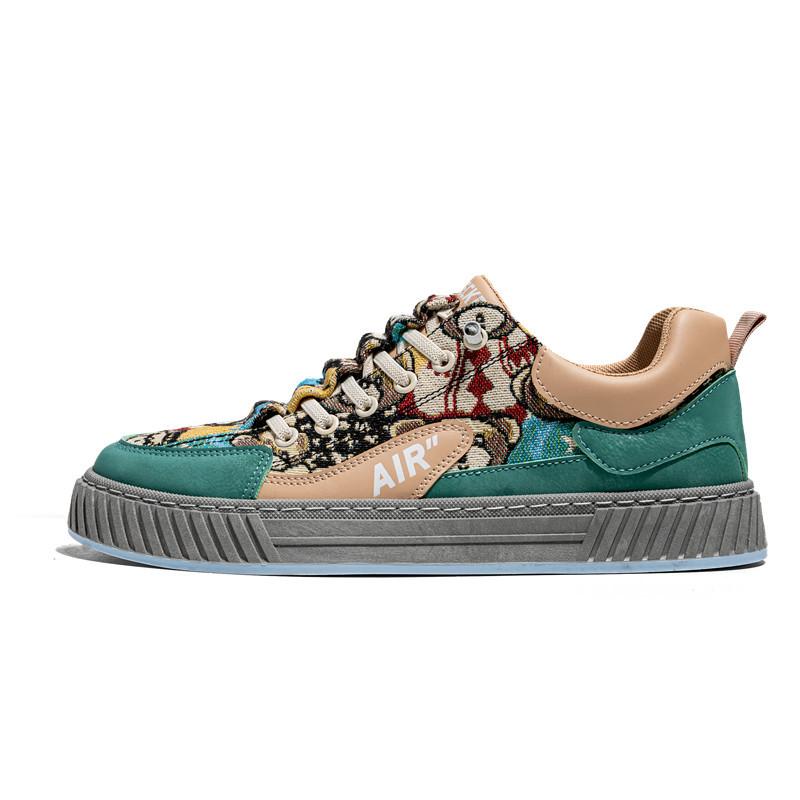 2025 New Autumn Printed Personality Design Street Fashion Lace Up Sports Platform Men's Shoes Board Shoes Zapatillas Hombre