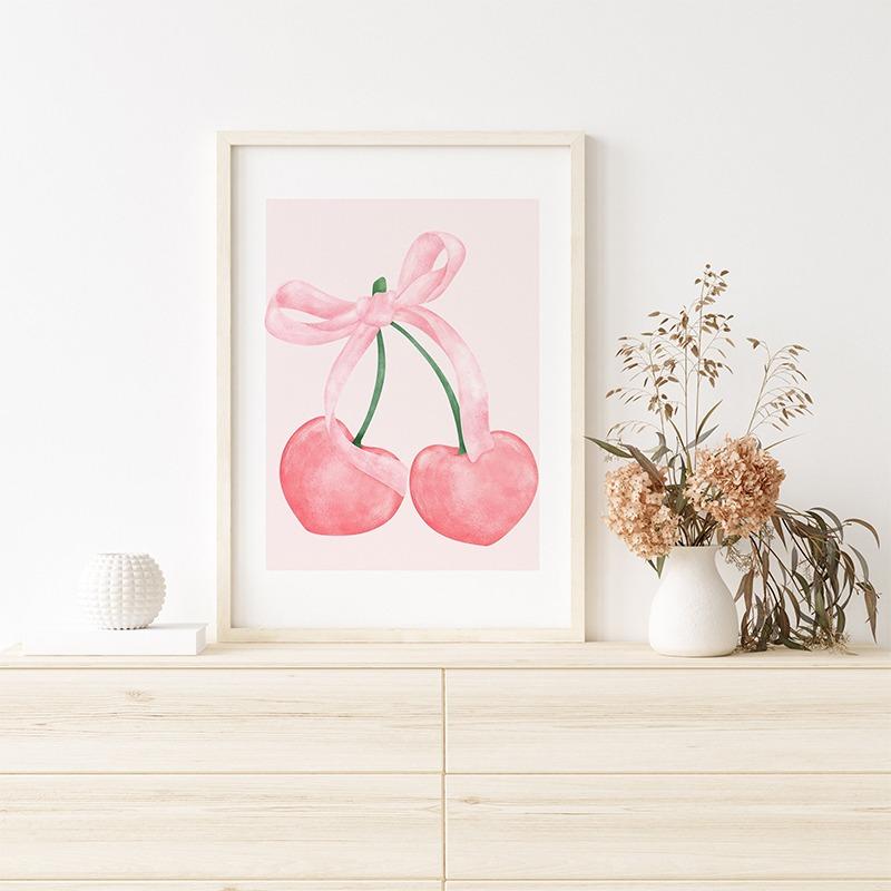 Trendy Watercolor Pink Bows Balloon Puppy Preppy Posters and Prints Canvas Printing Wall Art Picture for Girls Room Home Decor