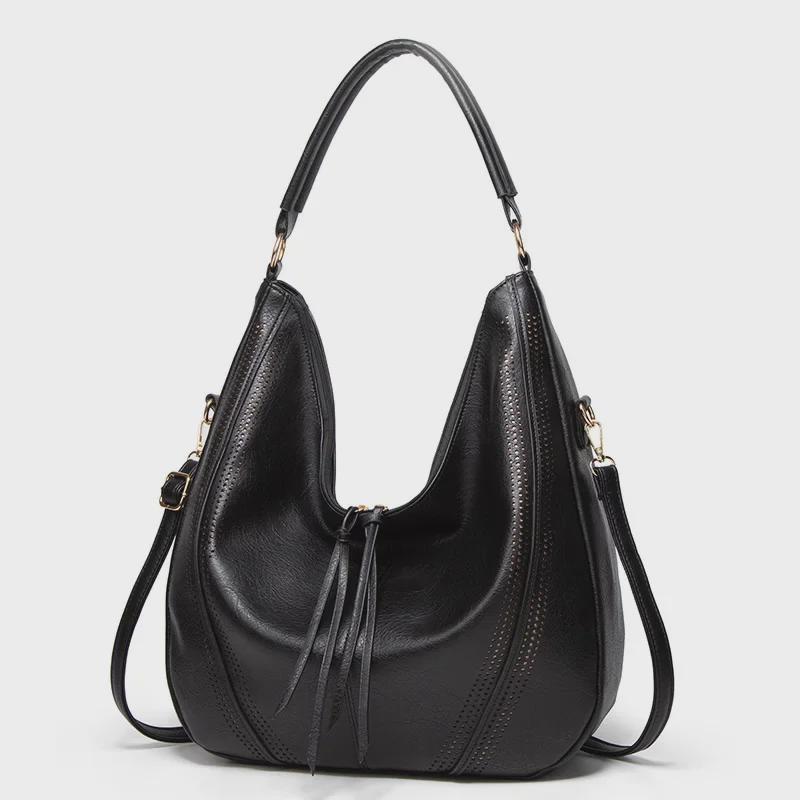 Guangzhou Women's Tassel Hollow Shoulder Bag - Large, Leisure Purse