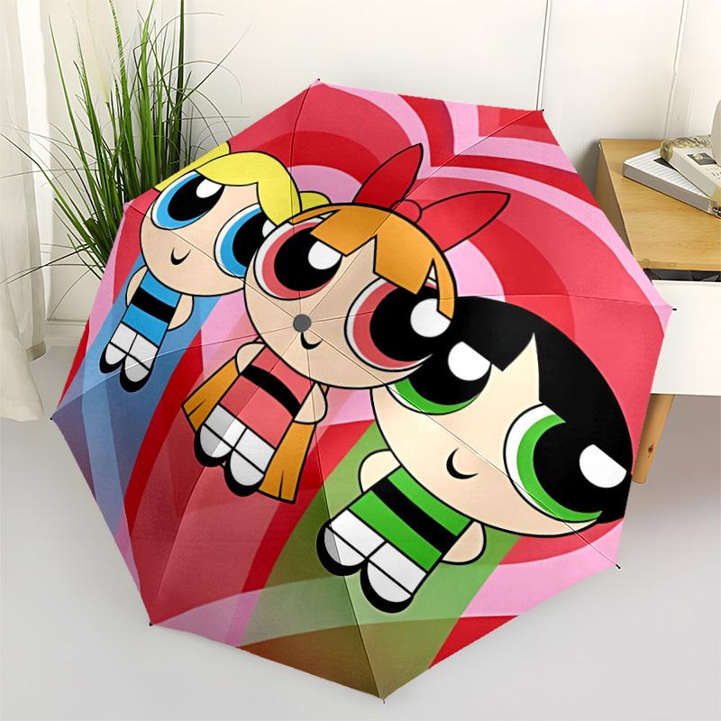 

1pc Powerpuff Girls Automatic Folding Umbrella - Sturdy 8-Rib Polyester Canopy,Sun-Defying Travel Companion yy251023167