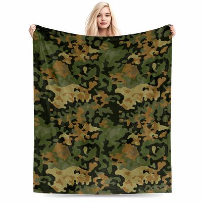 Camouflage Pattern Blanket for Bedroom Decor, Green and Brown Blanket Design Blanket, Suitable for Use In the Bedroom, Living Room, On the Sofa