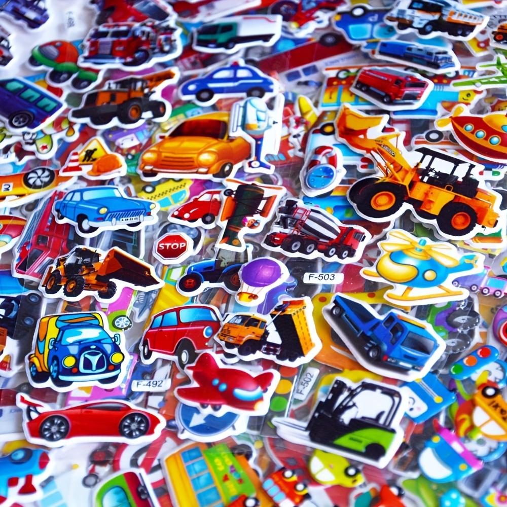 6pcs Vehicle Stickers Cars Fire Trucks Traffic Construction Buses Airplane Rocket and More 3D Puffy Stickers for Laptop JXB