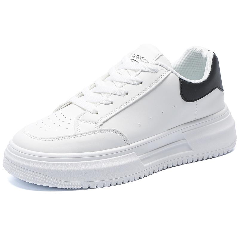 New Spring Men's Shoes Breathable White Shoes for Men's Students Korean Style Versatile Thick Sole Sports and Casual Board Shoes Trendy Shoes