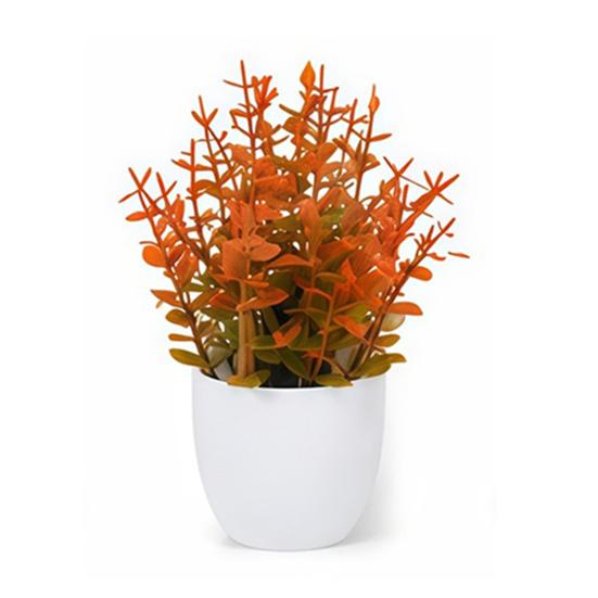 Simulated Small Potted Plant, Maintenance-Free, Realistic Autumn Leaves Mini Fake Plant, for Bookshelf Desktop Decor D