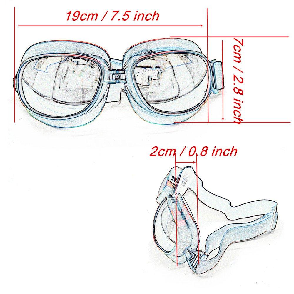 Evomosa Retro Motorcycle Vintage Pilot Sports Motorcycle Helmet Goggles Goggles, Goggles, Eyewear, Glasses, Motocross, Off-Road, ATV, Snowboard, Ski,