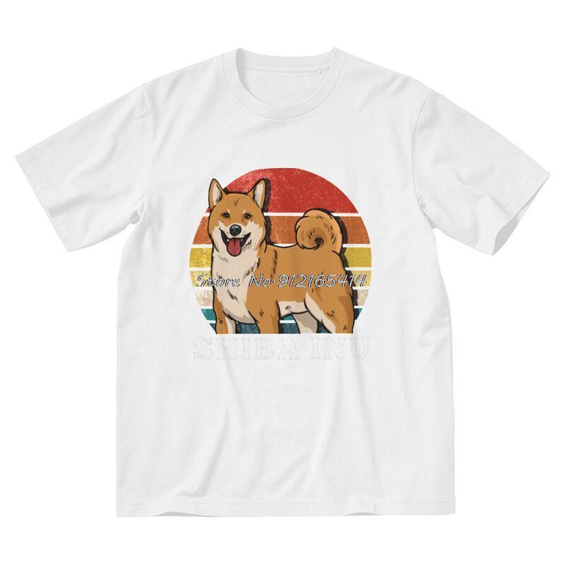 Shiba Inu Retro Tshirt Unisex Novelty Tees Top Cotton T Shirts Short Sleeve Dog Cryptocurrency Bitcoin Tshirt Streetwear Harajuku