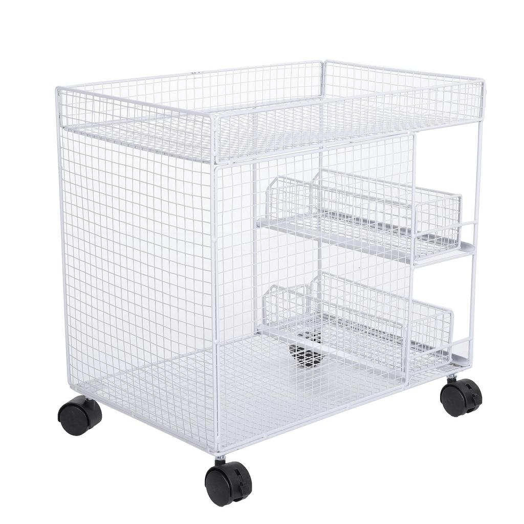 Mobile Storage Rack Breathable Space Saving Kitchen   with 360 Degrees  Rotating Lockable Wheels Pull Out Baskets for Bowls Dishes