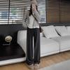 Women's Gray High-Waisted Slimming Wide-Leg Lazy Pants for Spring & Autumn
