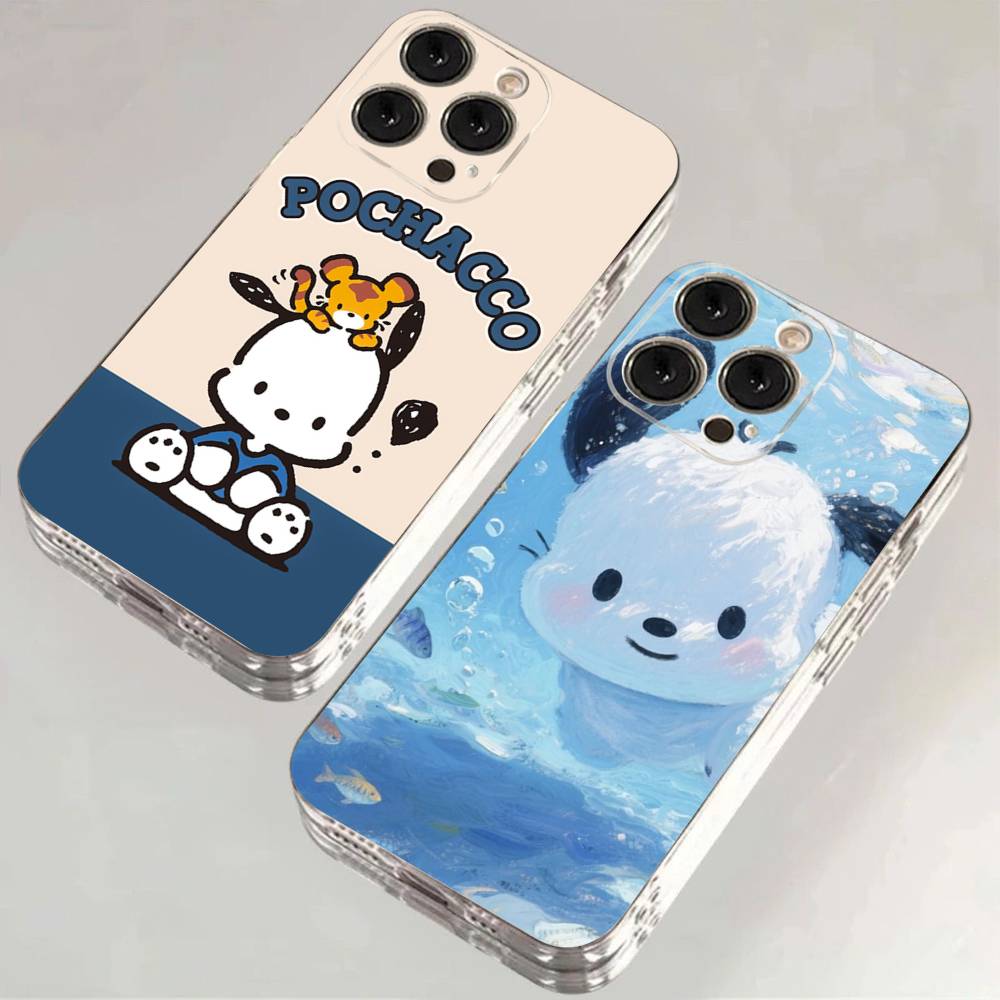 Cute Cartoon P-pochacco Silicone Phone Case Material For iPhone 17 16 15 11 12 13 14 Pro Max Mini Plus Soft TPU