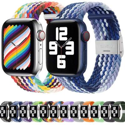 Apple Watch Serisi için naylon kumaş bant 8 7 6 SE 5 4 3 38 40mm 42mm 44mm 41MM 45MM 49 Ultra Örgülü Solo Döngü kayışı iwatch için