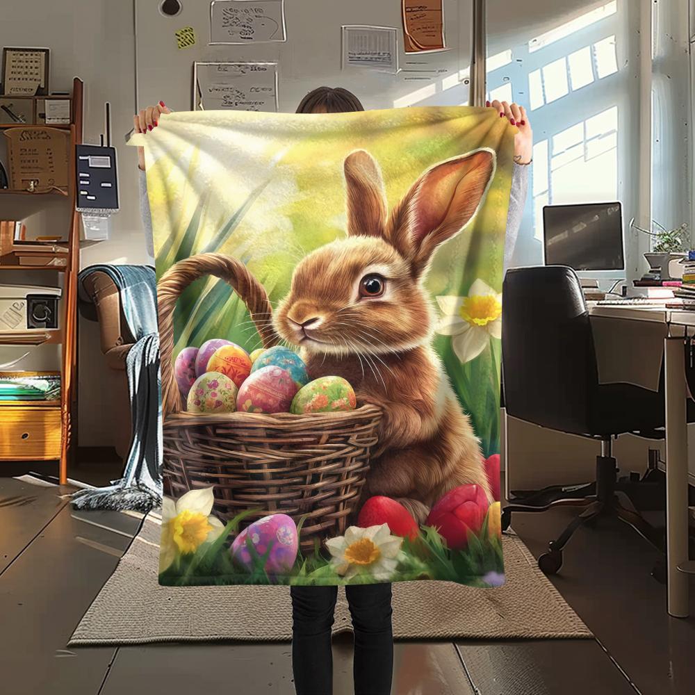 Coperta in Flanella con Stampa di Uova di Pasqua, Alta Qualità, Confortevole per Tutte le Stagioni, Decorazione per la Casa, Calore e Comfort, Perfetta per Regali di Natale