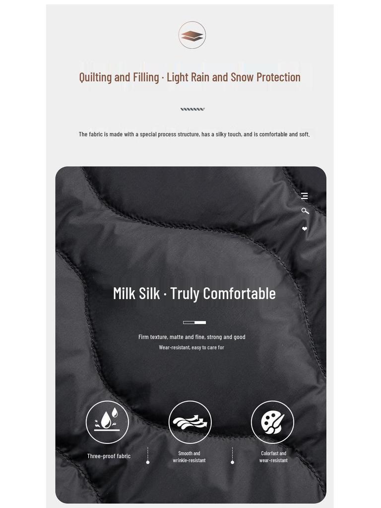 Men's Lightweight V-Neck Down Jacket - Warm, Simple, Thin, Portable, Winter White Duck Down