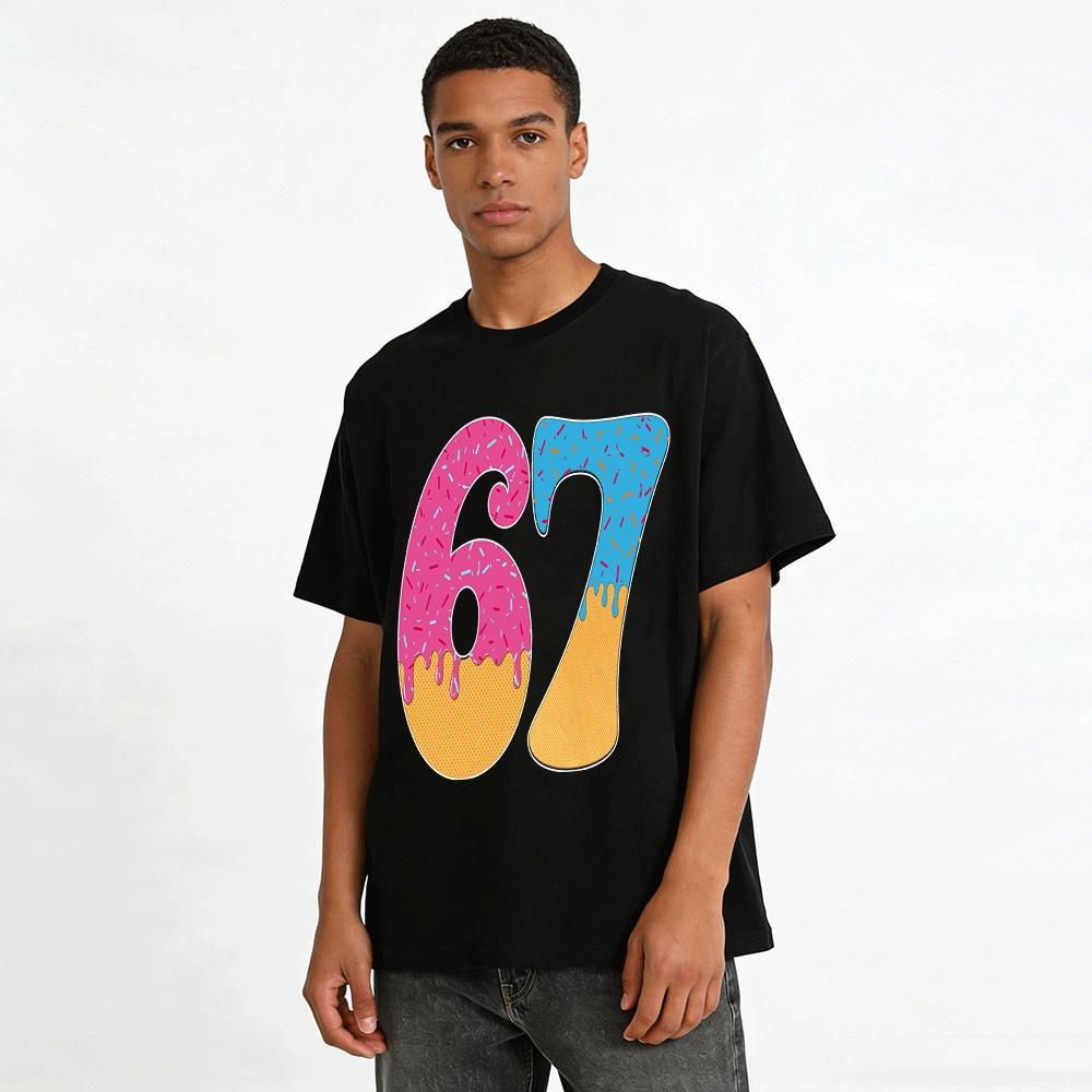 Fun Frosted Cone Number 67 Graphic Casual Top Pure cotton T-shirt