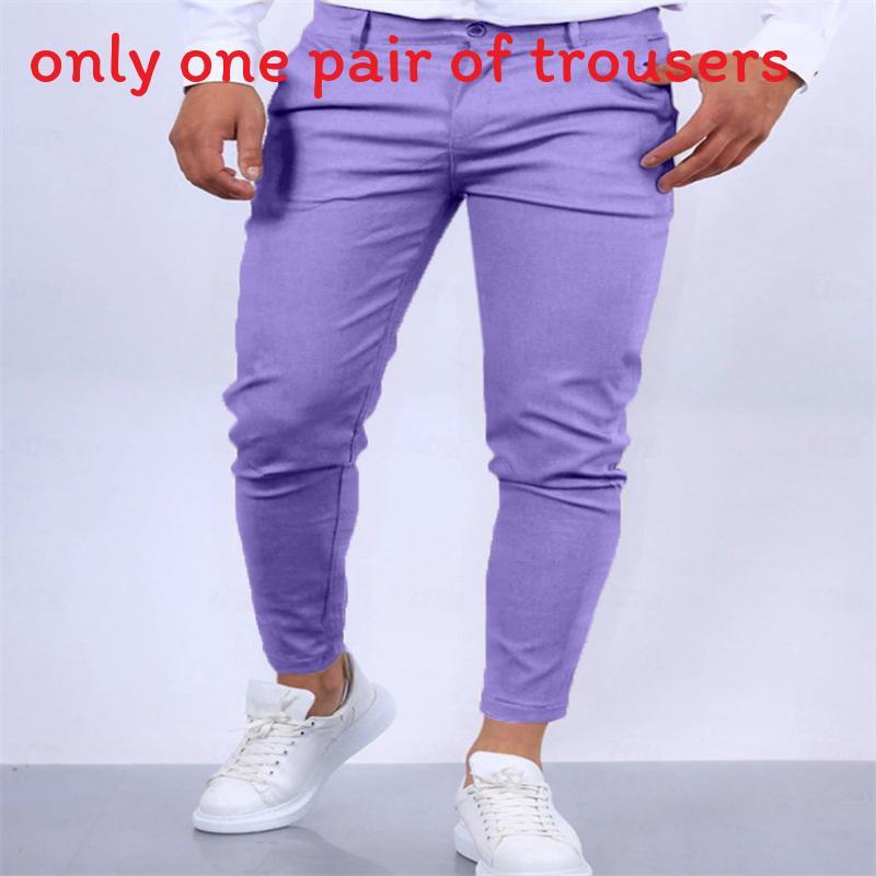 Mens Slim Fit Casual Pants With High Elastic Cotton Blend For Urban Streetwear
