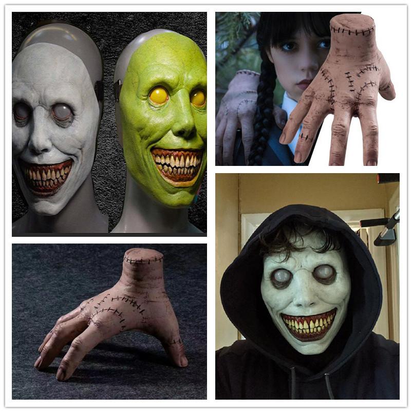 

Маска на Хеллоуин Сломанная рука Реквизит для вечеринки на Хеллоуин COS Экзорцист Ужасная улыбка Белые глаза Маска дьявола Сломанная рука Имитация инструмента