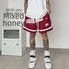 Men's Trendy Summer American Letter Print Mesh Basketball Shorts