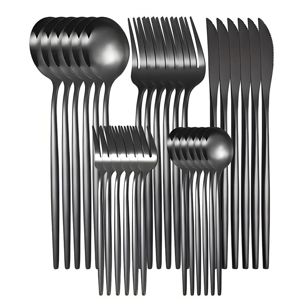24/30pcs Dinnerware Set Fork Spoon Set Stainless Steel Dinnerware Set for Family Gatherings Rust-proof Cutlery for 6 for Kitchen