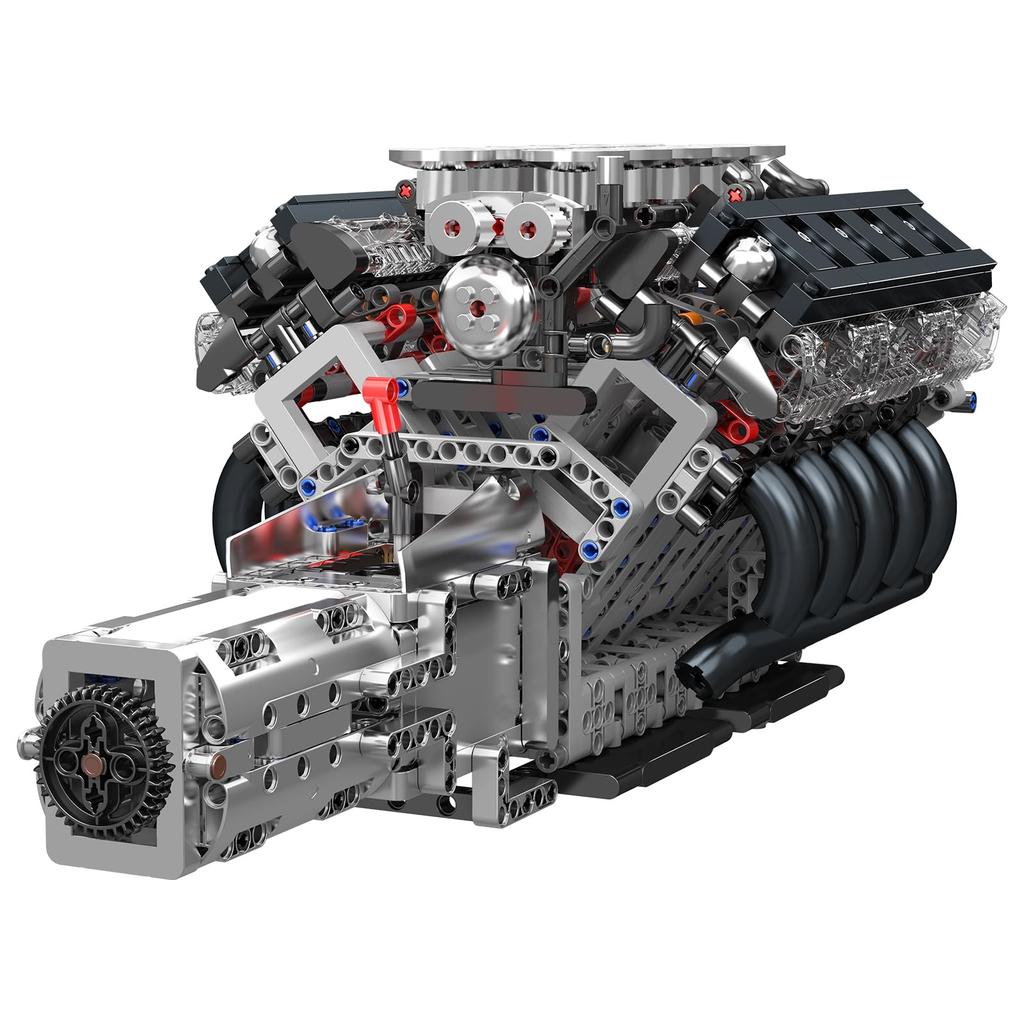 Mould King 10250 MOC Technic LFA V10 Engine Model Assembly Kit Manual Connection Version 10-Piston Crankshaft Mechanism, ForwardReverse Switch, and