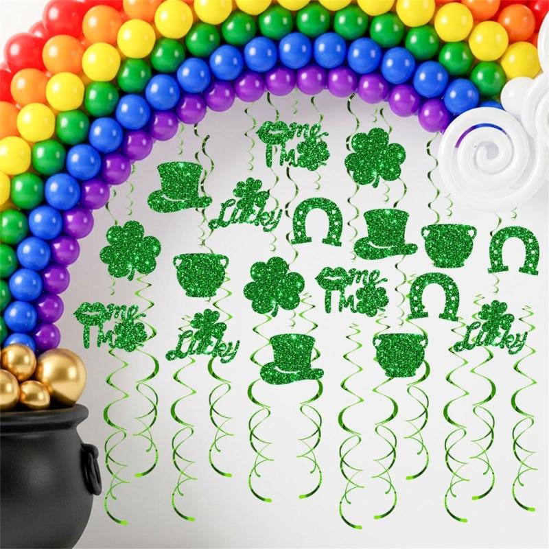 Quick Setups No Tools Needed Helical Shamrock Hanging Decoration for Fast Party Decoration on . Patrick's Festivities
