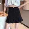 Women's Black Pleated Skirt Summer Spring Autumn Grey High-Waisted A-Line Slimming Petite JK Short Casual All-match Versatile Skirt