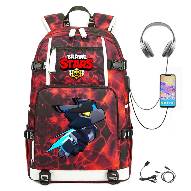 Brawl Stars Peripheral With Usb Backpack Student Outdoor Travel Large Capacity Mountaineering Bag