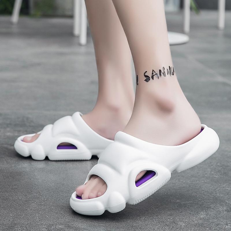 

Мужские шлепанцы без шнуровки на платформе, летние легкие дышащие нескользящие шлепанцы с открытым носком для ванной комнаты, уличная мужская повседневная обувь