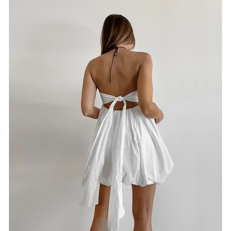 Fashion Style New Sexy Sleeveless Shoelace Bandeau One-Shoulder Silm Dress Sexy Strapless Dress